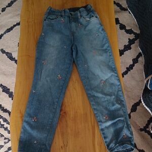 Cat & Jack Women's Blue Jeans with Floral Accents